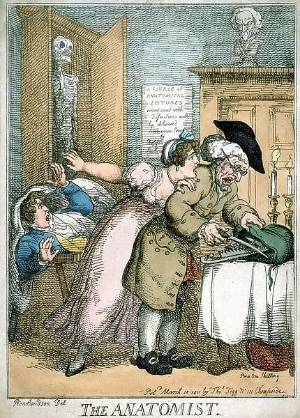 The Anatomist cartoon by Rowlandson published 1811, showing terror of patient