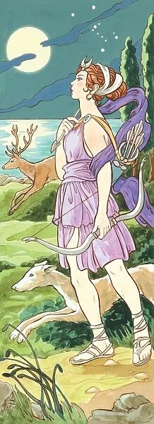 In ancient Greek mythology, Artemis was the goddess of hunting and wild animals, The ancient Romans called her Diana