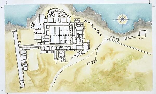 Ancient Rome, Capri, Villa of Jupiter (Villa Jovis), illustration