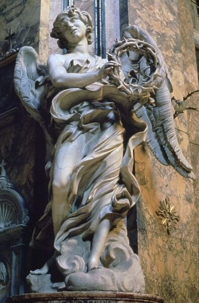 Angel with Crown of Thorns, 1667-1669: Marble. Gianlorezo Bernini (1598-1680) Italian artist