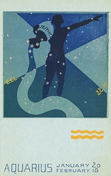 Aquarius Serigraph Postcard. ca. 1900-1920, Aquarius Serigraph Postcard