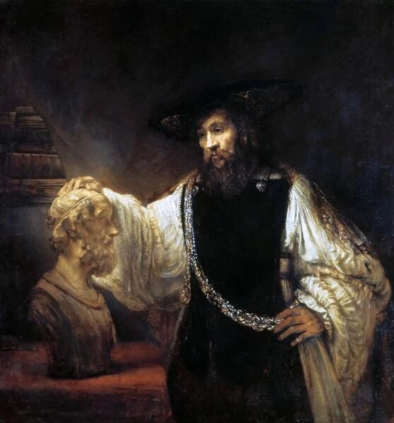 Aristotle Contemplating the Bust of Homer. Oil on canvas. Rembrandt Harmenszoon van Rijn