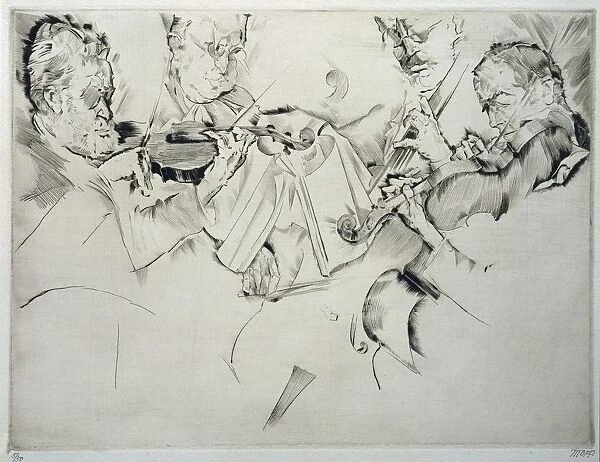 Austria, Vienna, lithograph of The Rose Quartet, with interpretations of Arnold Schonberg and Alban Berg music
