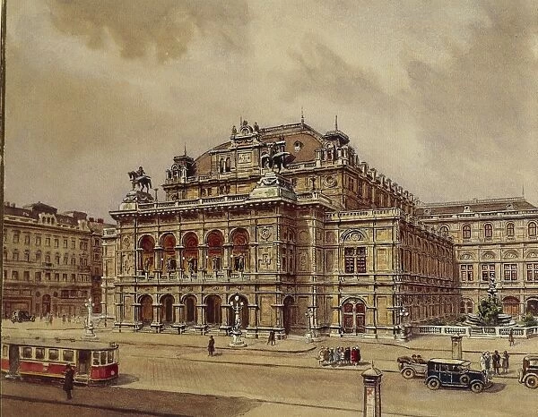 Austria, Vienna, Opera House (State Opera), high angle view
