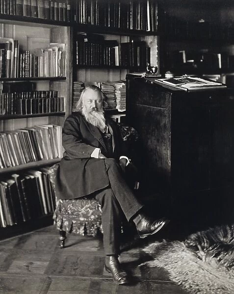 Austria, Vienna, portrait of German composer, pianist and conductor, Johannes Brahms in home