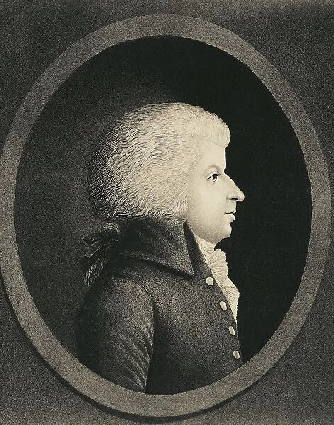 Austria, Vienna, Portrait of Wolfgang Amadeus Mozart (1756 -1791), Austrian composer, engraving