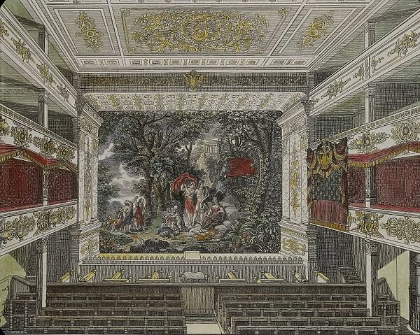 Austria, Vienna, Renewed interior of Theater an Der Wien, colour print, 19th century