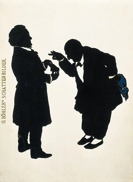Austria, Vienna, Silhouette of composers Anton Bruckner and Richard Wagner