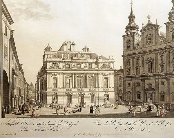 Austria, Vienna, University Square, engraving by Carl Schutz, 1790