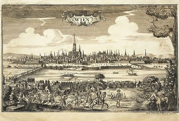 Austria, Vienna, View of the city, engraving