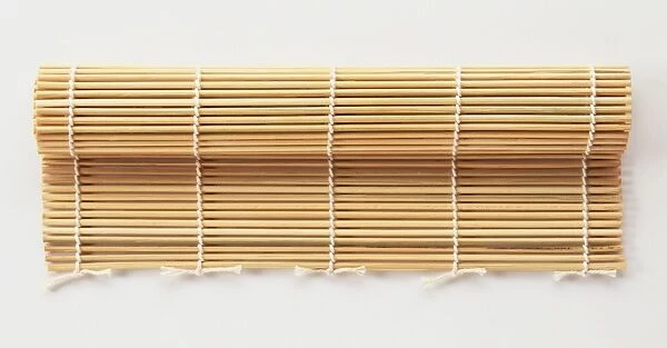Bamboo mat, rolled up, overhead view