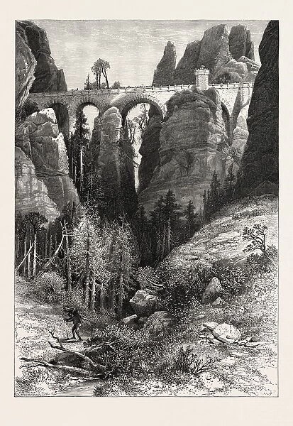 THE BASTEI BRIDGE, Saxon Switzerland, Sachsische Schweiz, bastei, Germany, 19th