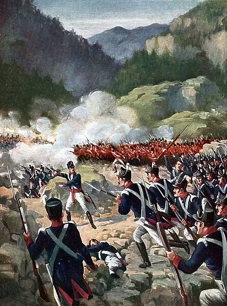 Battle of Busaco, 27 September 1810: British and allied troops under Wellington repulsed