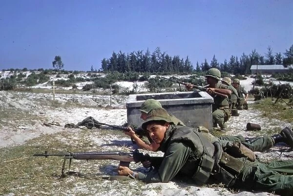 Battle of Hamo Village during the Tet Offensive, Vetnam war. US Marines and ARVN