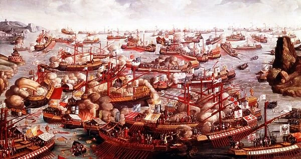 Battle of Lepanto, October 1571. Fleets of Spain, Venice and the Pope, under command