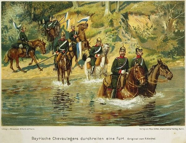 Bavarian cavalry fording river Published by Paul Kittel, Berlin