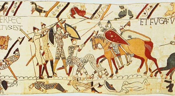 Bayeux Tapestry 1067: Battle of Hastings, 14 October 1066. After death of Harold the Normans