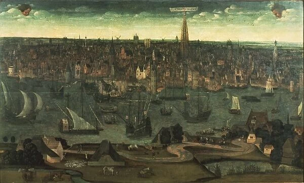 Belgium, Antwerp, View of harbor and port