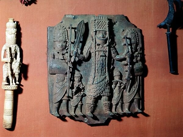 Benin bronze: plaque of warrior chief of the Bini tribe, Benin, Nigeria. British Museum