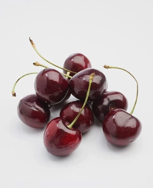 Bing cherries on white background, close-up