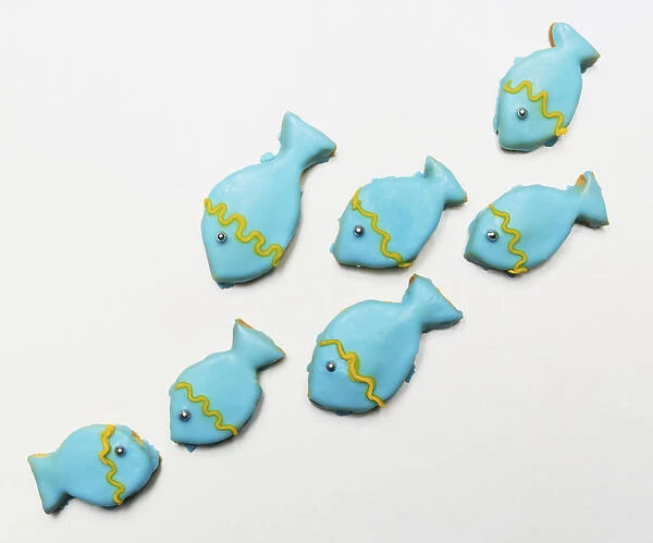 Blue fish-shaped biscuits