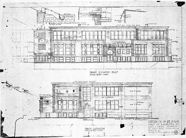 Blueprint drawing for Susan B Anthony school