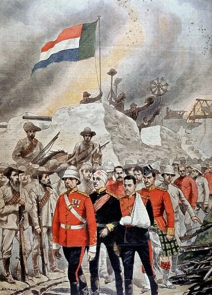 Boer War: surrender of British garrison at Jamestown to the Boers. British marching