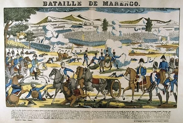 Bonparte, centre left, at the Battle of Marengo, 14 June 1800. French forces under