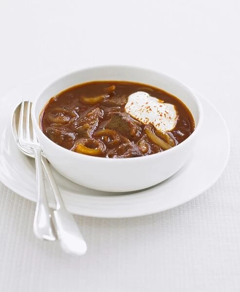 Bowl of goulash soup, close-up