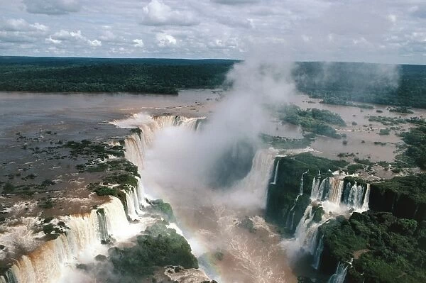 Brazil, Argentina, Iguacu National Park, Aerial view of Iguacu or Iguazu waterfalls