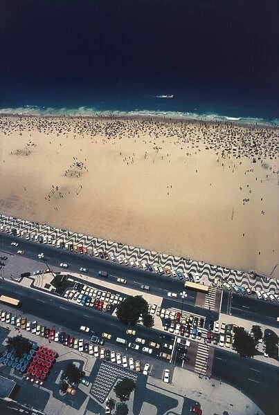 Brazil, Rio de Janeiro State, Rio de Janeiro, Aerial view of Copacabana Beach