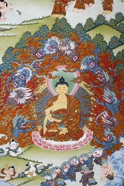 Buddha Sakya Muni surrounded by temptation