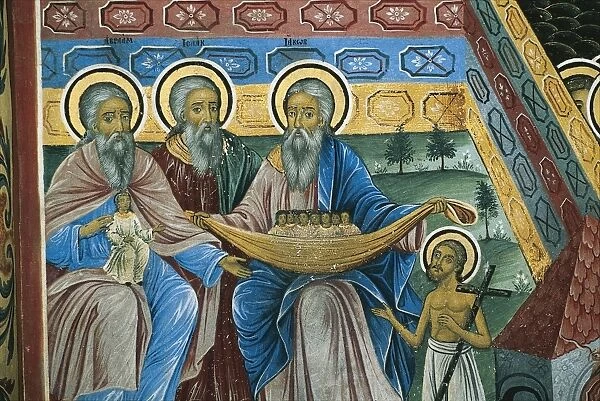 Bulgaria, Rhodope Mountains, Rila Monastery, detail of fresco