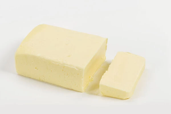 Butter block against white background