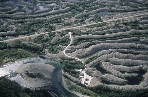 Canada, Yukon, Klondike River, Dawsons district, gold fields, aerial view