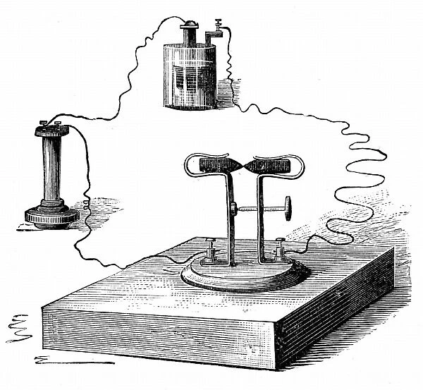 Carbon microphone, invented in 1878 by David Edward Hughes (1831-1900), English inventor