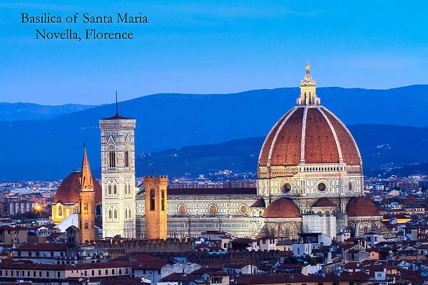 Cathedral and the Basilica of Santa Maria Novella in evening dress. Florence. Tuscany. Italy. Europe
