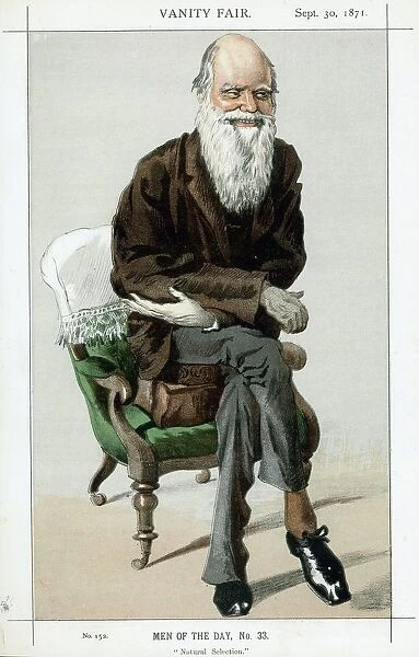 Charles Darwin (1809-82) English naturalist. Evolution by Natural Selection. Cartoon