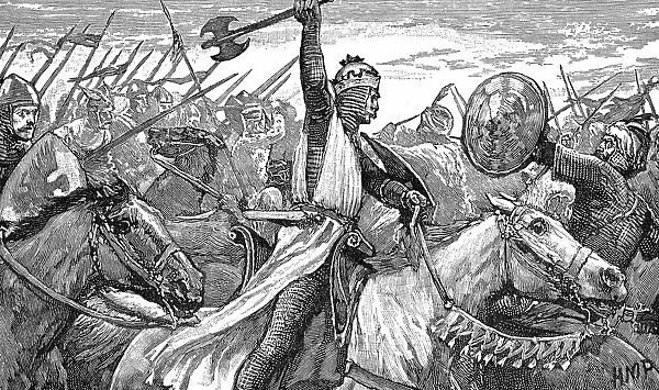 Charles Martel (c688-741) The Hammer using a battle axe while repulsing