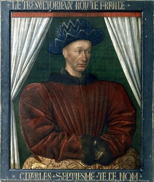 Charles VII (1403-1461) king of France from 1422. Portrait by Jean Fouquet (1403-1461)