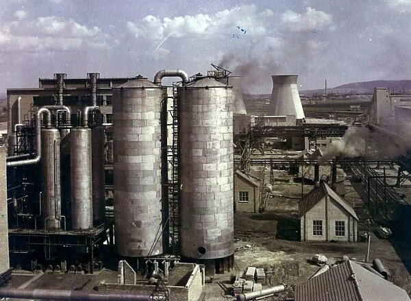 Chemical combine of borsod under construction, hungary, 1950s