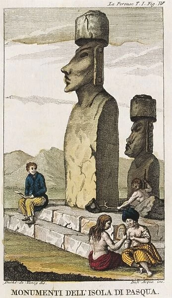 Chile, Monuments on Easter Island, engraving by Dell Acqua from the Voyage of La Perouse Round the World by Jean-Francois de Galaup, comte de La Perouse (1741-1788)