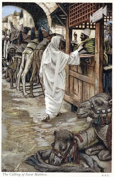 Christ calling Matthew, the tax collector to follow him. From JJ Tissot The Life