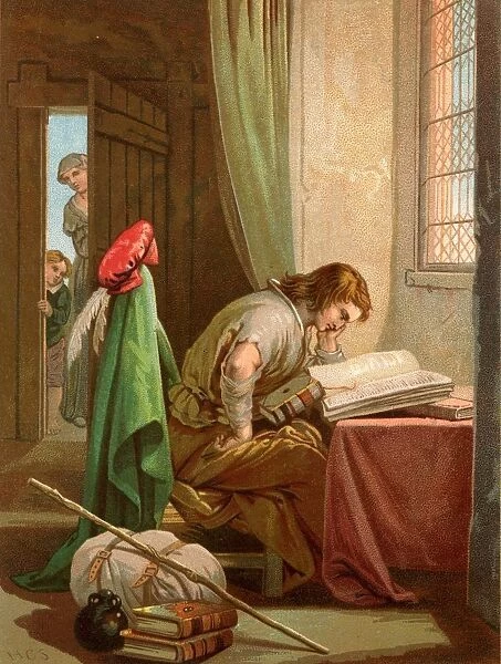 Christian Weeps and Prays. Christian, the pilgrim of the title, reading his bible