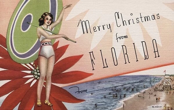 Christmas Card from Florida. ca. 1937, Florida, USA, Christmas Card from Florida