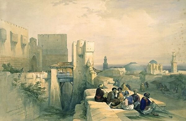 Citadel of Jerusalem April 19 1841. Hand-coloured lithograph by Louis Haghe, 1842