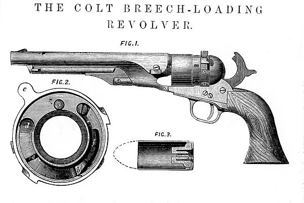 Colt revolver. Fig. 2 shows the breech disc, Fig. 3, the cartridge in section. From