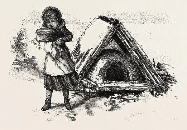 Cooking Outdoors, Canada, Nineteenth Century Engraving