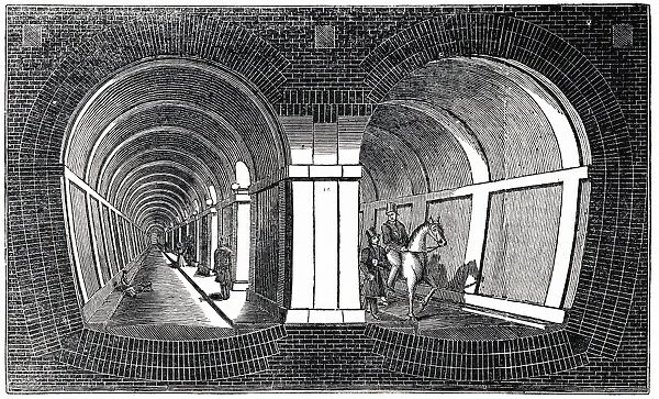 Cross-section showing arched masonry Thames Tunnel built 1825-1843