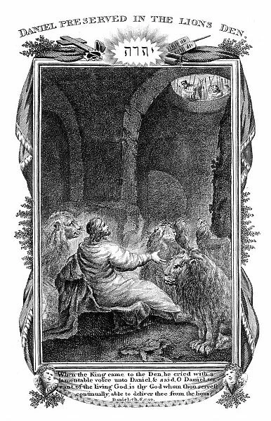 Daniel, one of four great Hebrew prophets, cast into the Lions den by Nebuchadnezzar